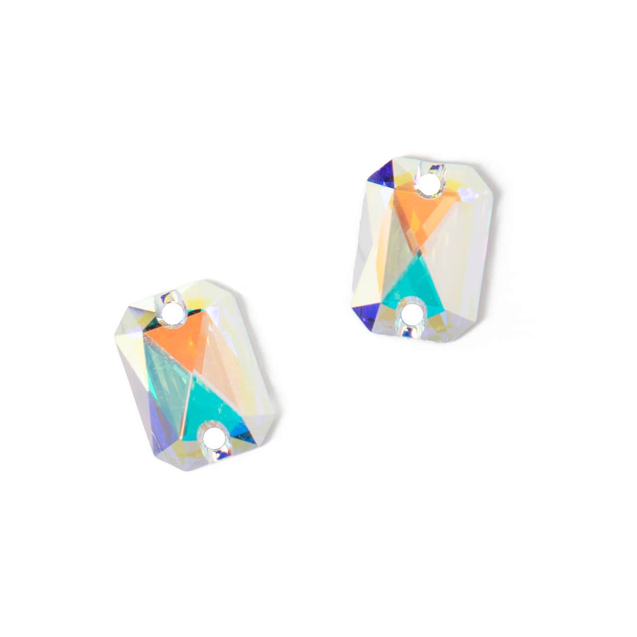 6 Packs: 2 ct. (12 total) 14mm Crystal AB Emerald Cut Sew-On Austrian Crystals by Bead Landing™